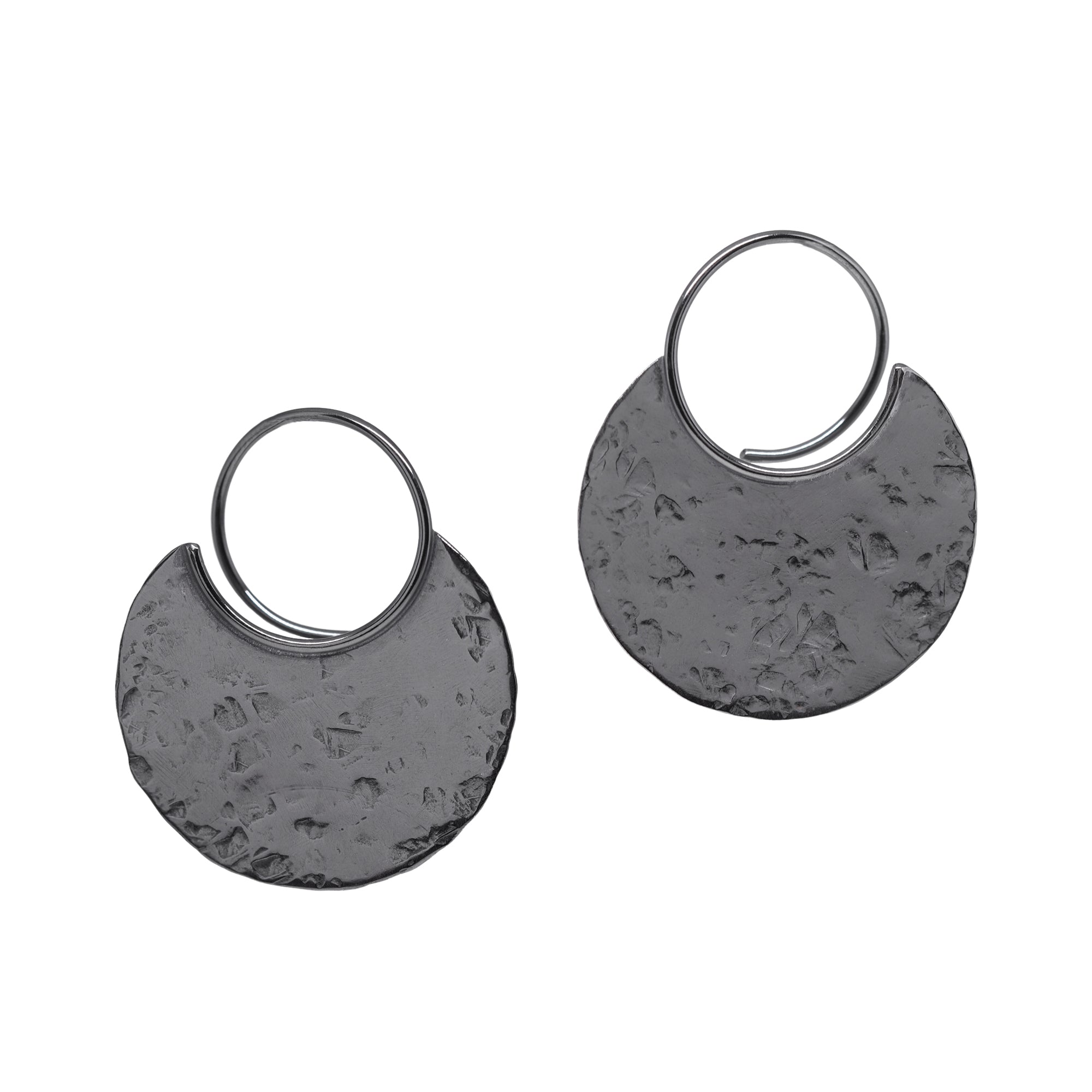 Canyon Disc Earrings - Dark Sterling