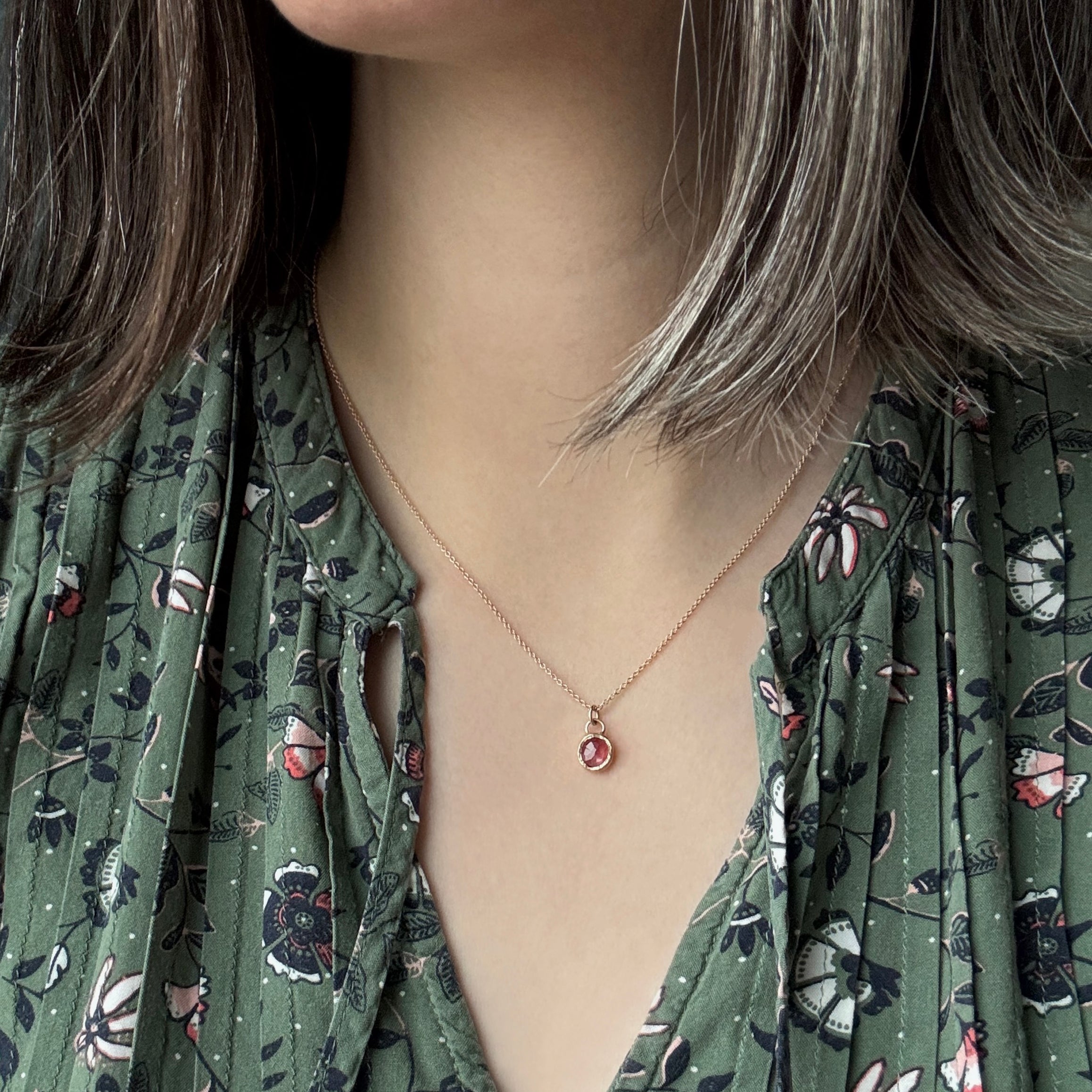 Balance Necklace - 14K Gold - Pink Tourmaline