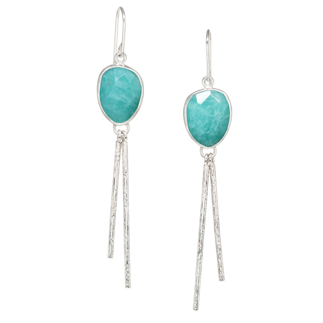 Sway Earrings - Rose Cut Amazonite - Bright Sterling