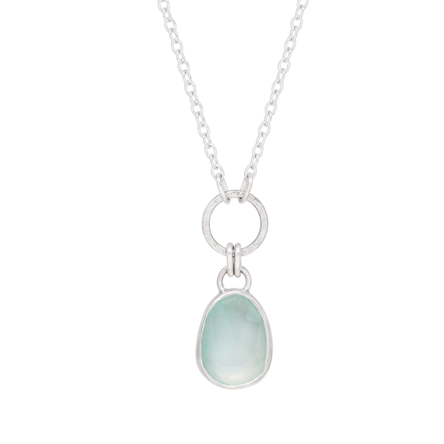 Balance Necklace - Rose Cut Chalcedony - Bright Sterling