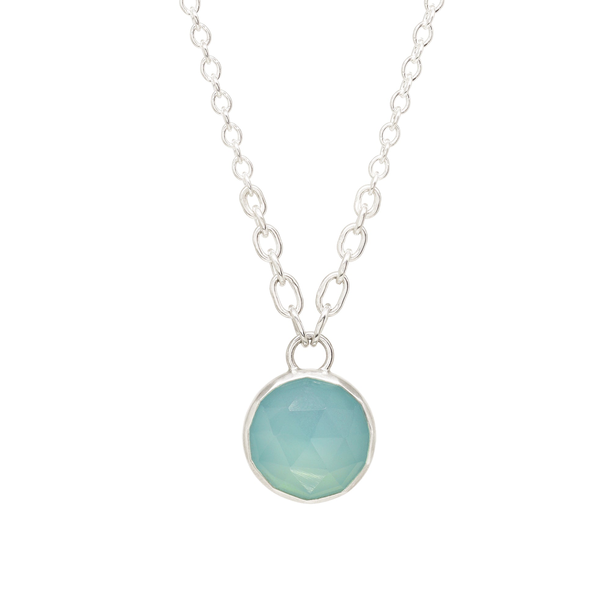 Balance Link Necklace - Rose Cut Chalcedony - Bright Sterling