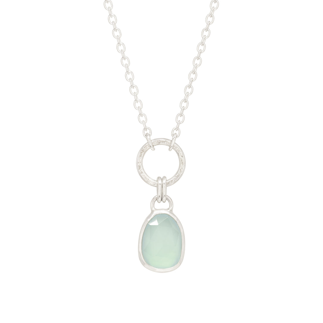 Balance Gem Necklace - Rose Cut Chalcedony - Bright Sterling