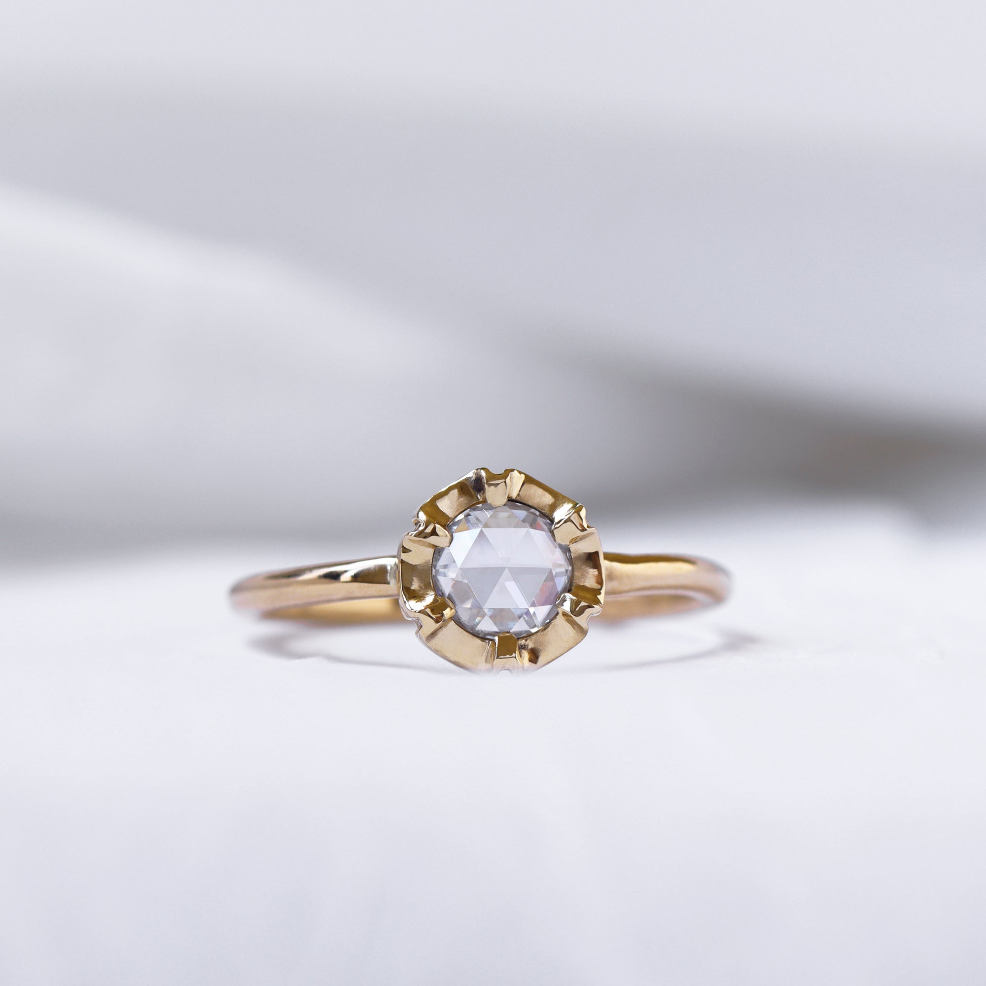 Custom Engagement Ring Moissanite Yellow Gold 
