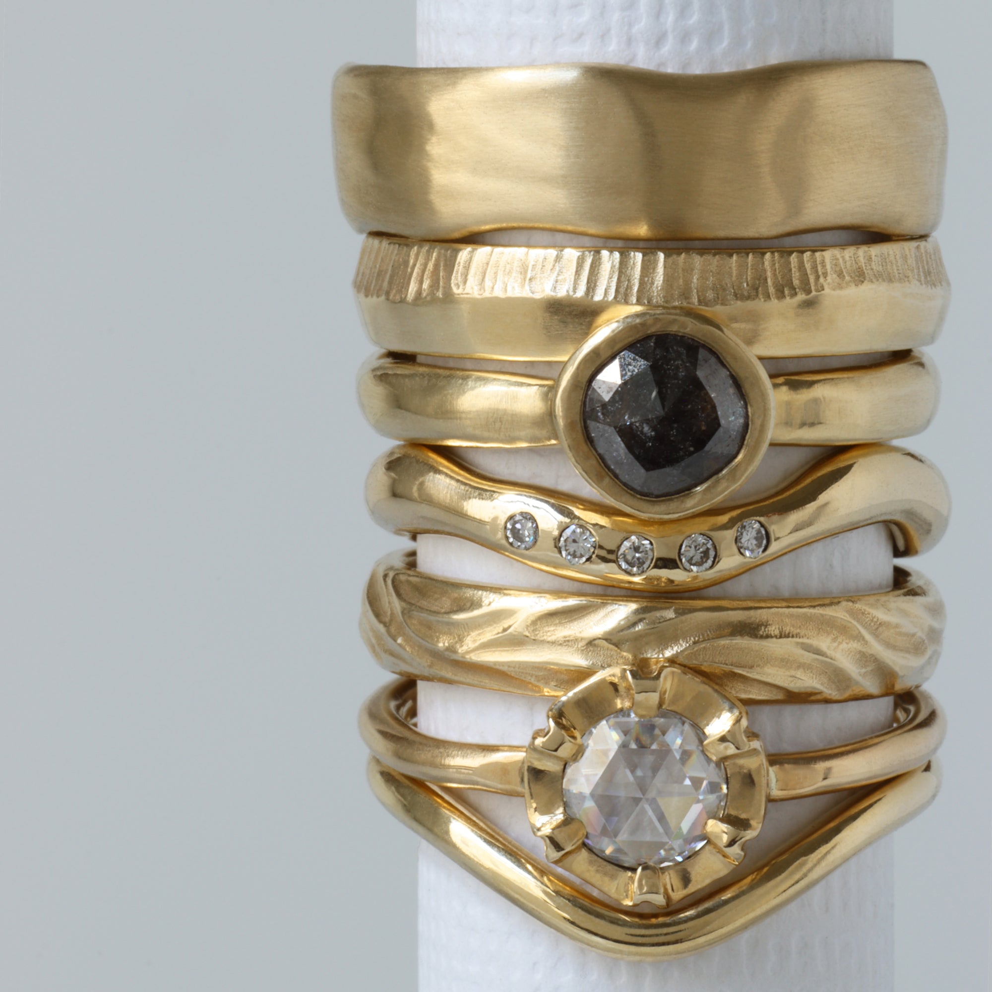 Custom Wedding Ring Engagement Ring Unique Handmade Yellow Gold Diamond Moissanite