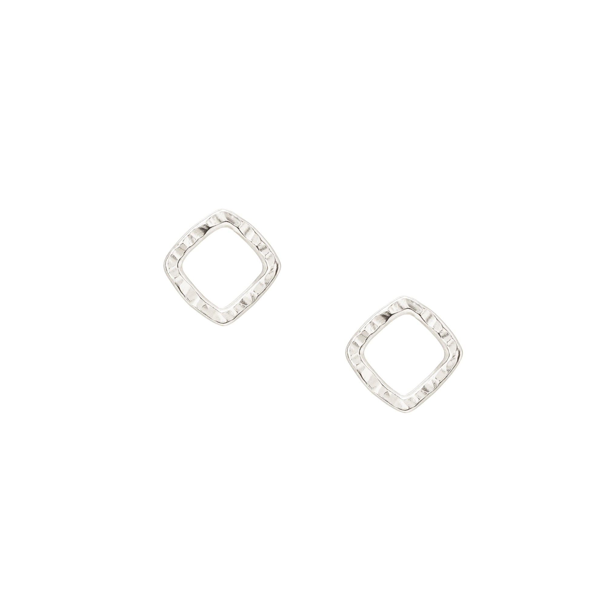 Deco Square Studs - Bright Sterling