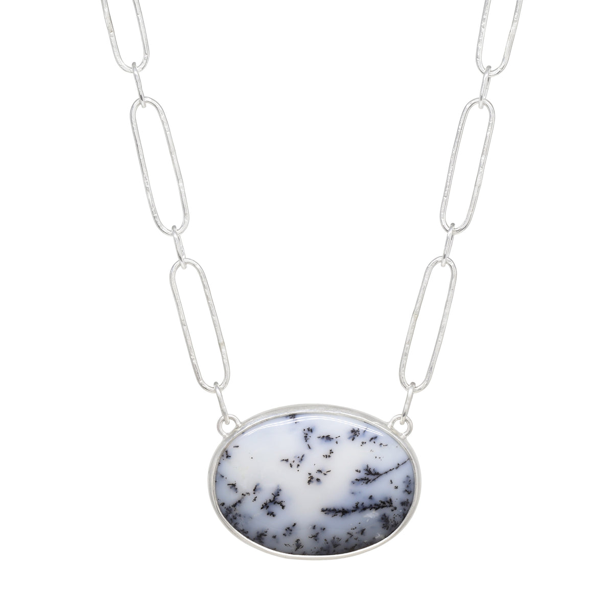 Balance Handmade Chain Necklace - Dendritic Opal - Bright Sterling