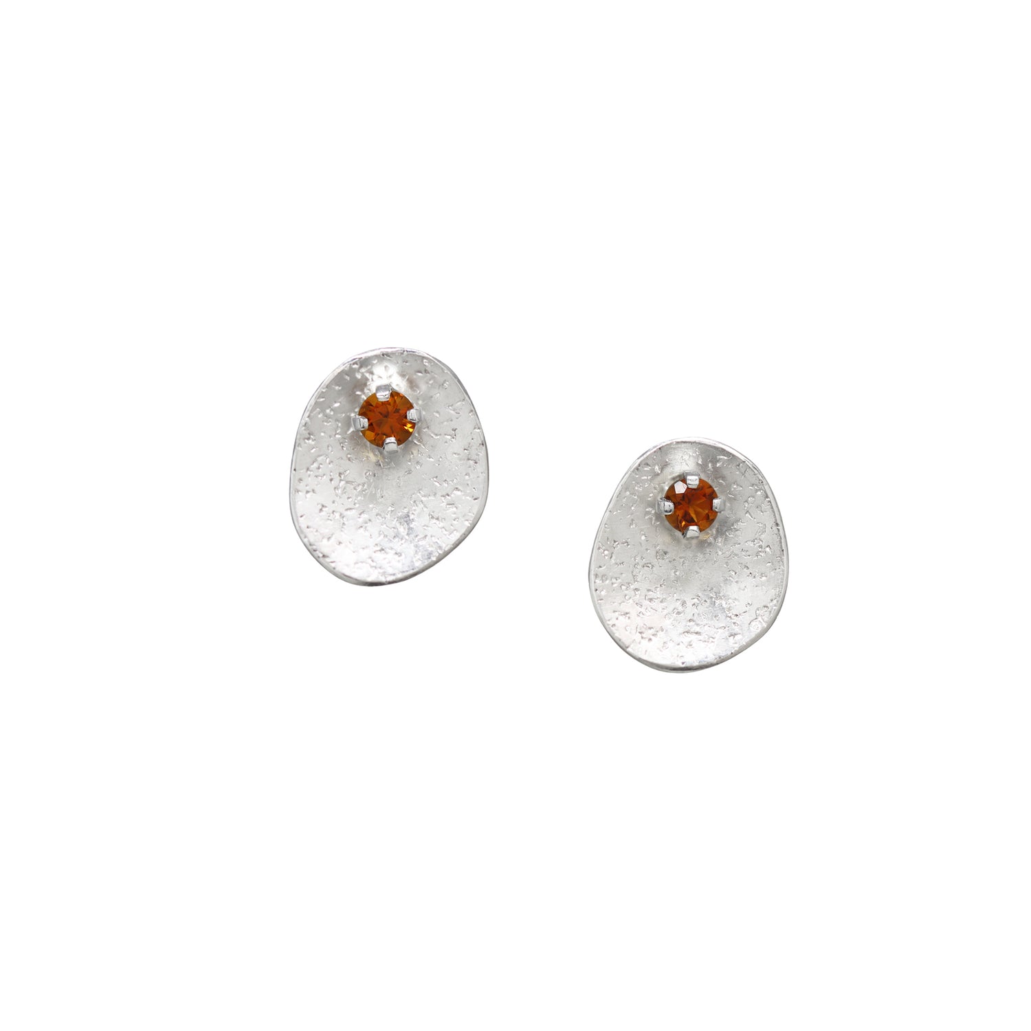 Stardust Gem Studs - Fire Citrine - Bright Sterling