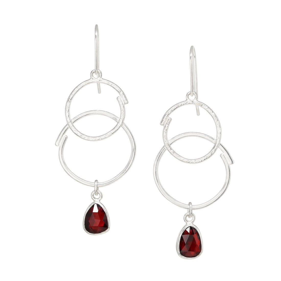Double Sketch Earrings - Hessonite Garnet - Dark Sterling
