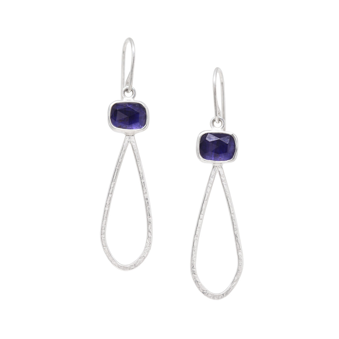 Petal Gem Earrings - Iolite - Bright Sterling