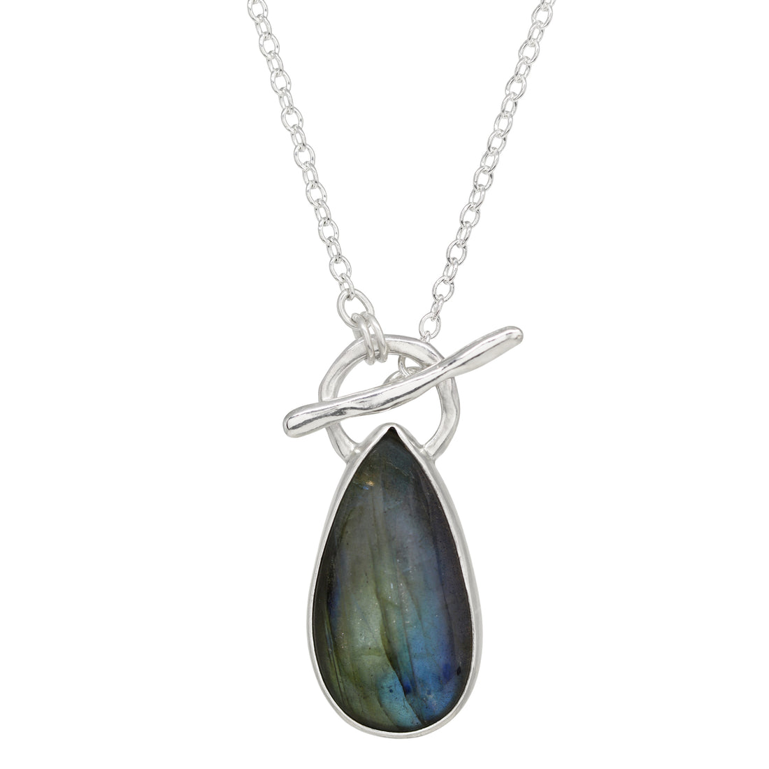 Tidal Toggle Gem Necklace - Labradorite - Bright Silver