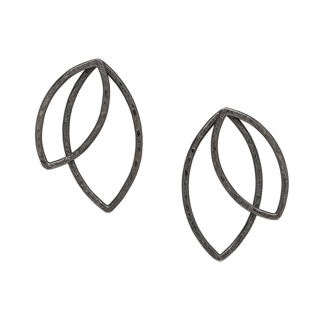 Double Leaf Studs - Large - Dark Sterling