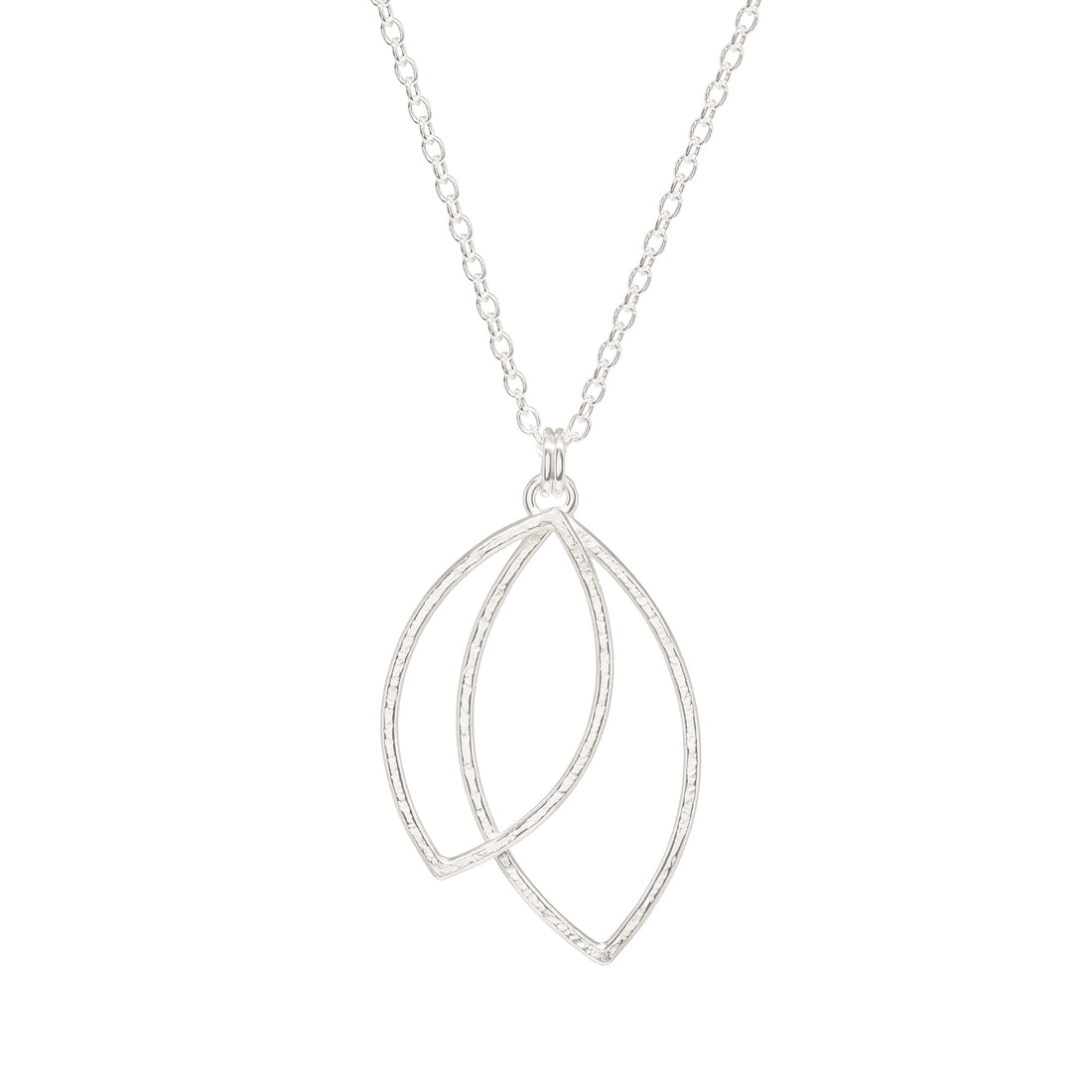 Double Leaf Necklace - Large - Bright Sterling