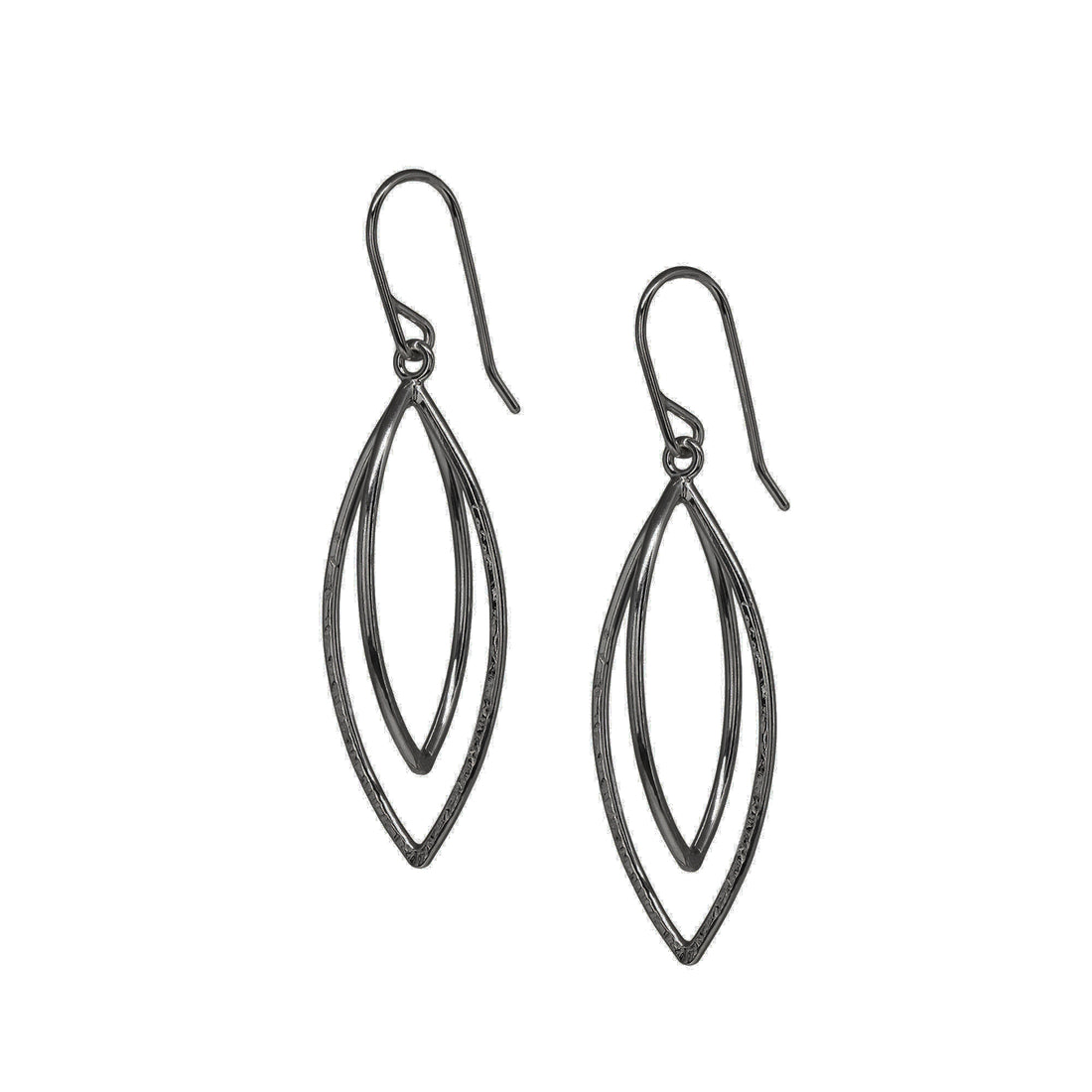 Leaf Pod Earrings - Dark Sterling