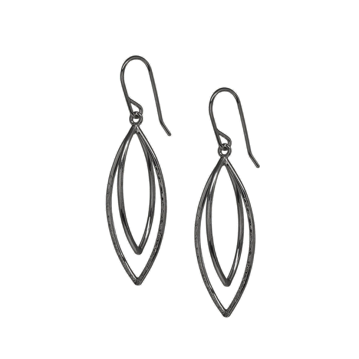 Leaf Pod Earrings - Dark Sterling