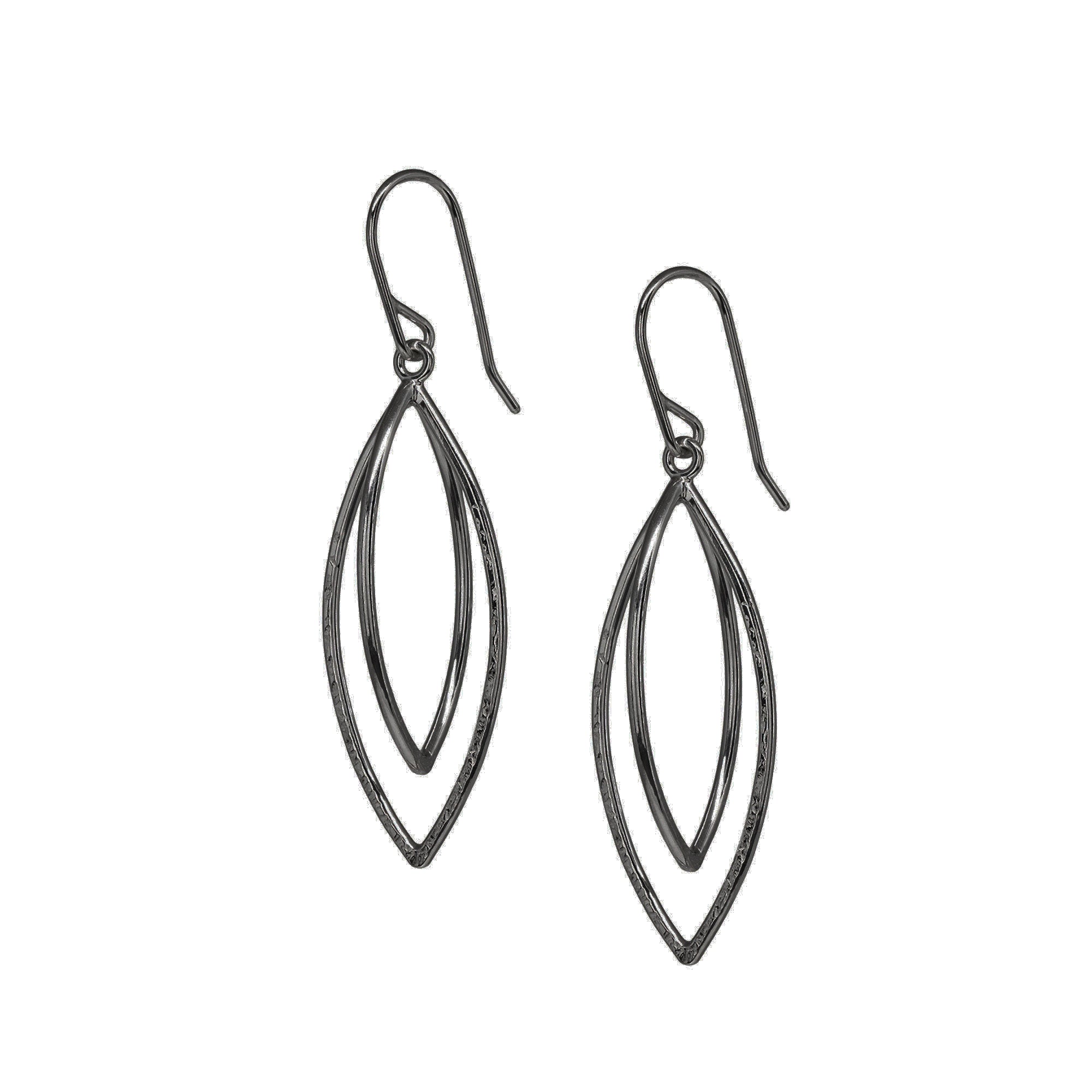 Leaf Pod Earrings - Dark Sterling
