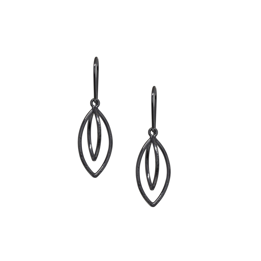 Leaf Pod Earrings - Small - Dark Sterling