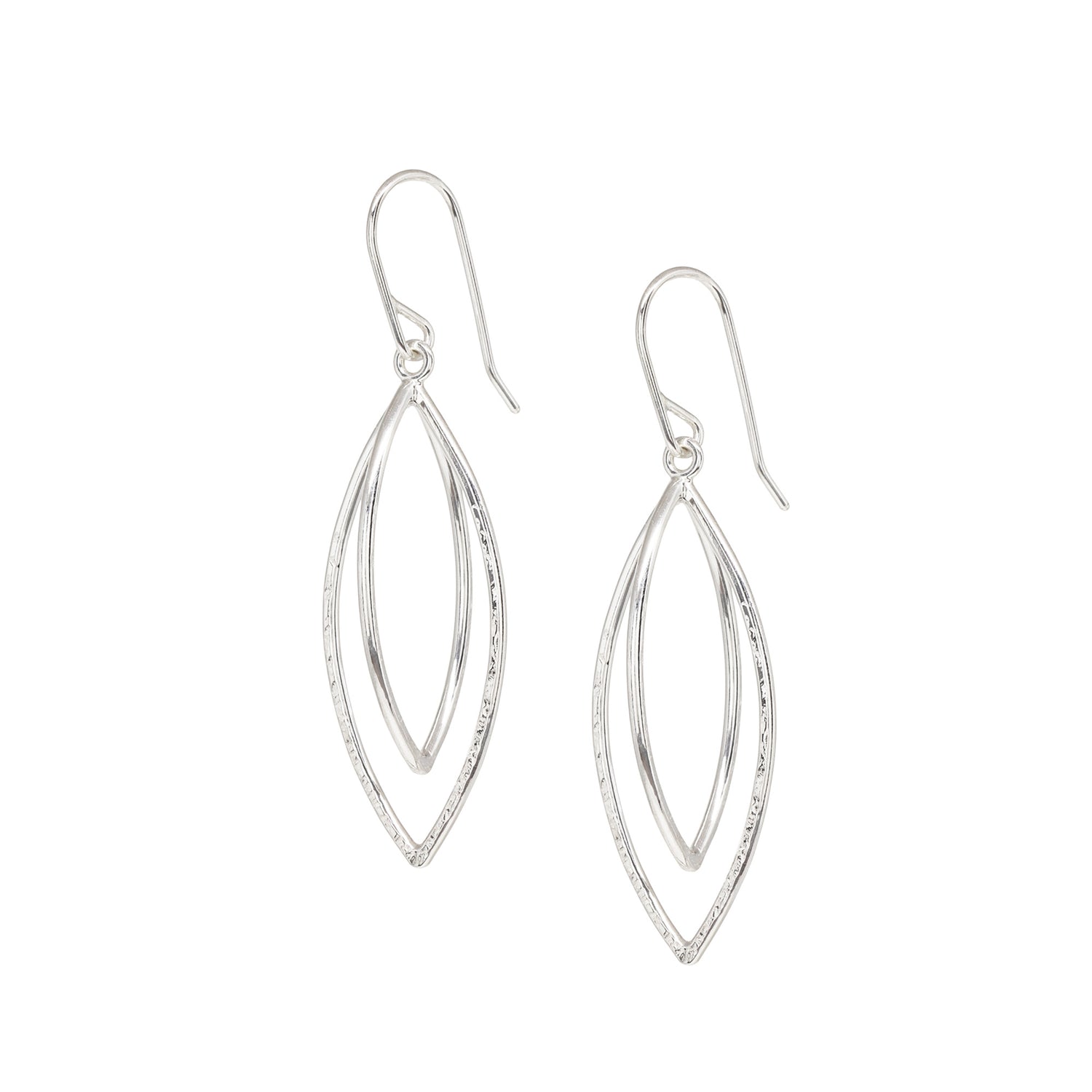 Leaf Pod Earrings - Bright Sterling