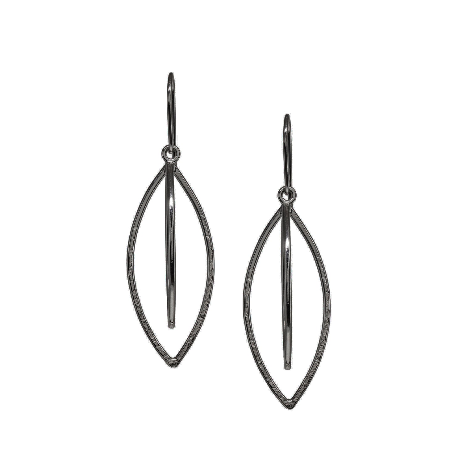 Leaf Pod Earrings - Dark Sterling