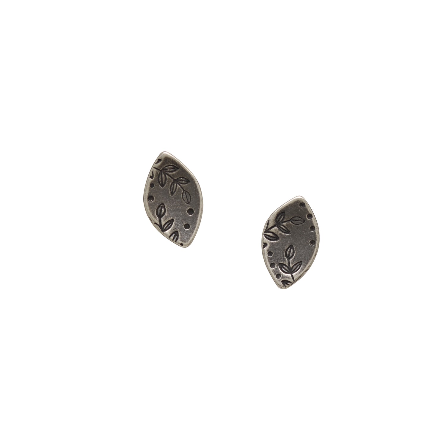 Little Leaf Studs - Dark Sterling