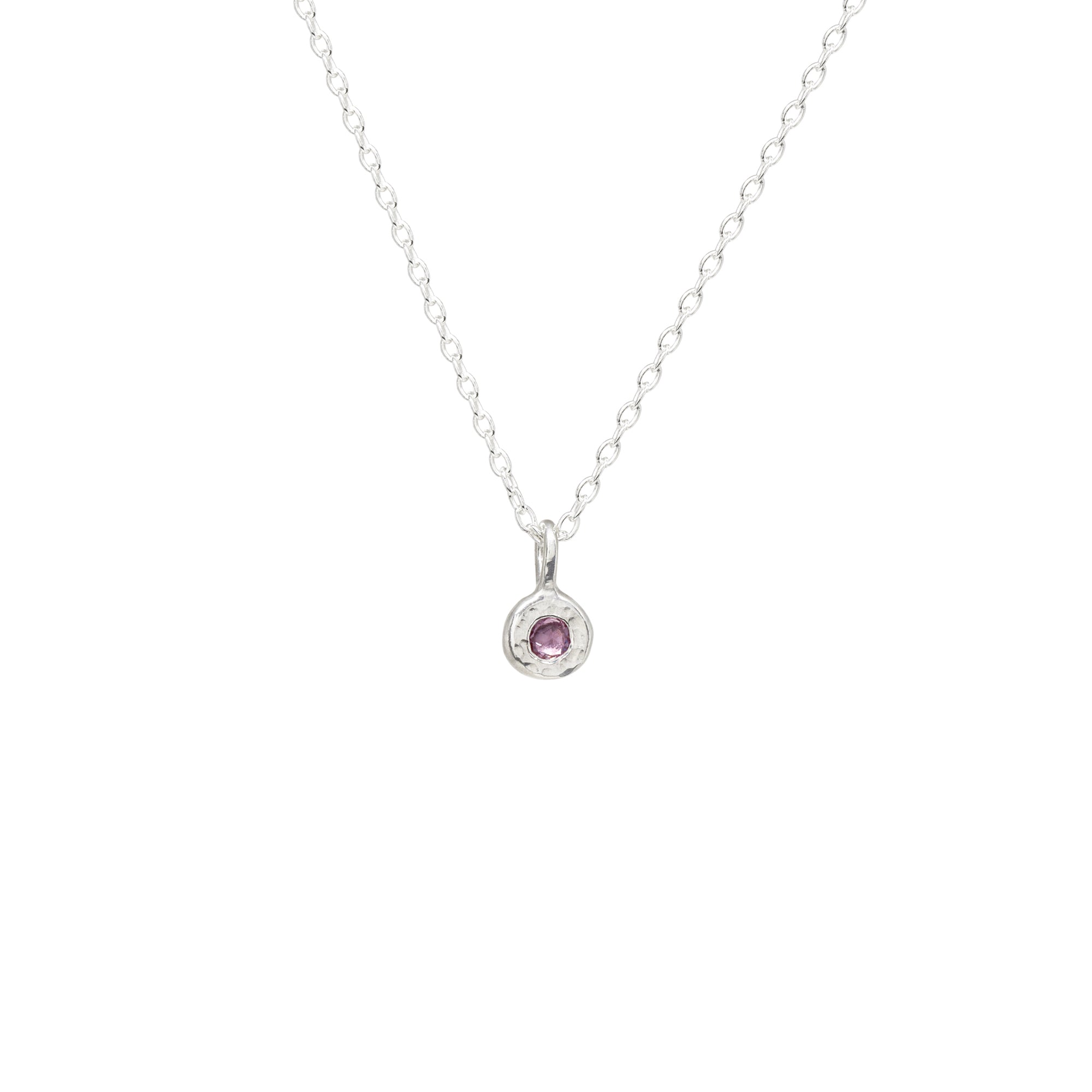 Luna Mini Necklace - Sterling - Rose Cut Pink Sapphire