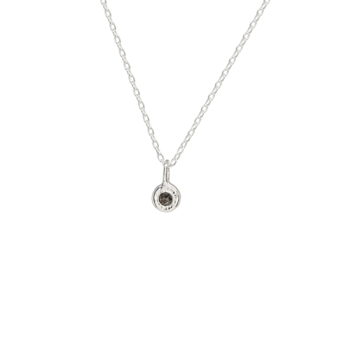 Luna Mini Diamond Necklace - Bright Sterling - Rose Cut Diamond