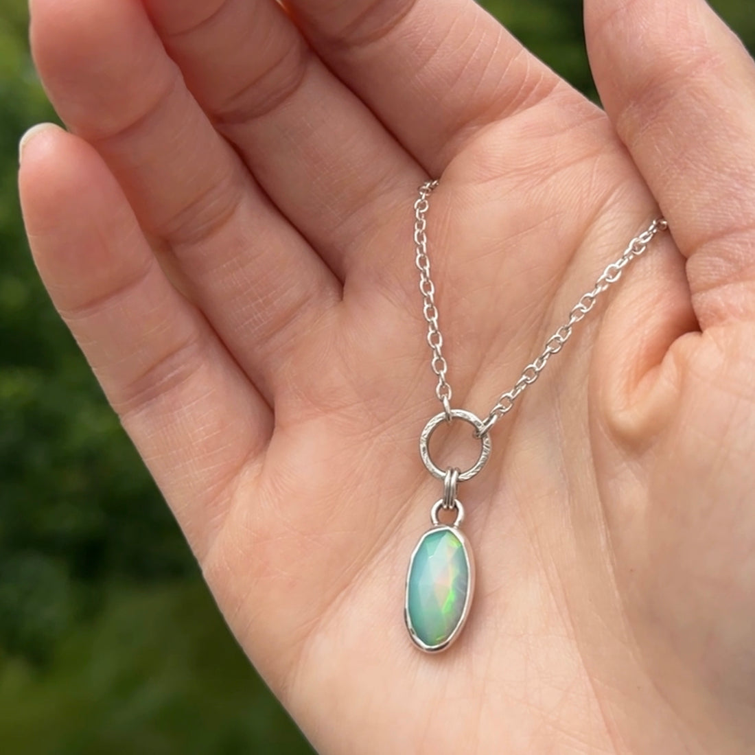 Balance Necklace - Opal - Bright Sterling