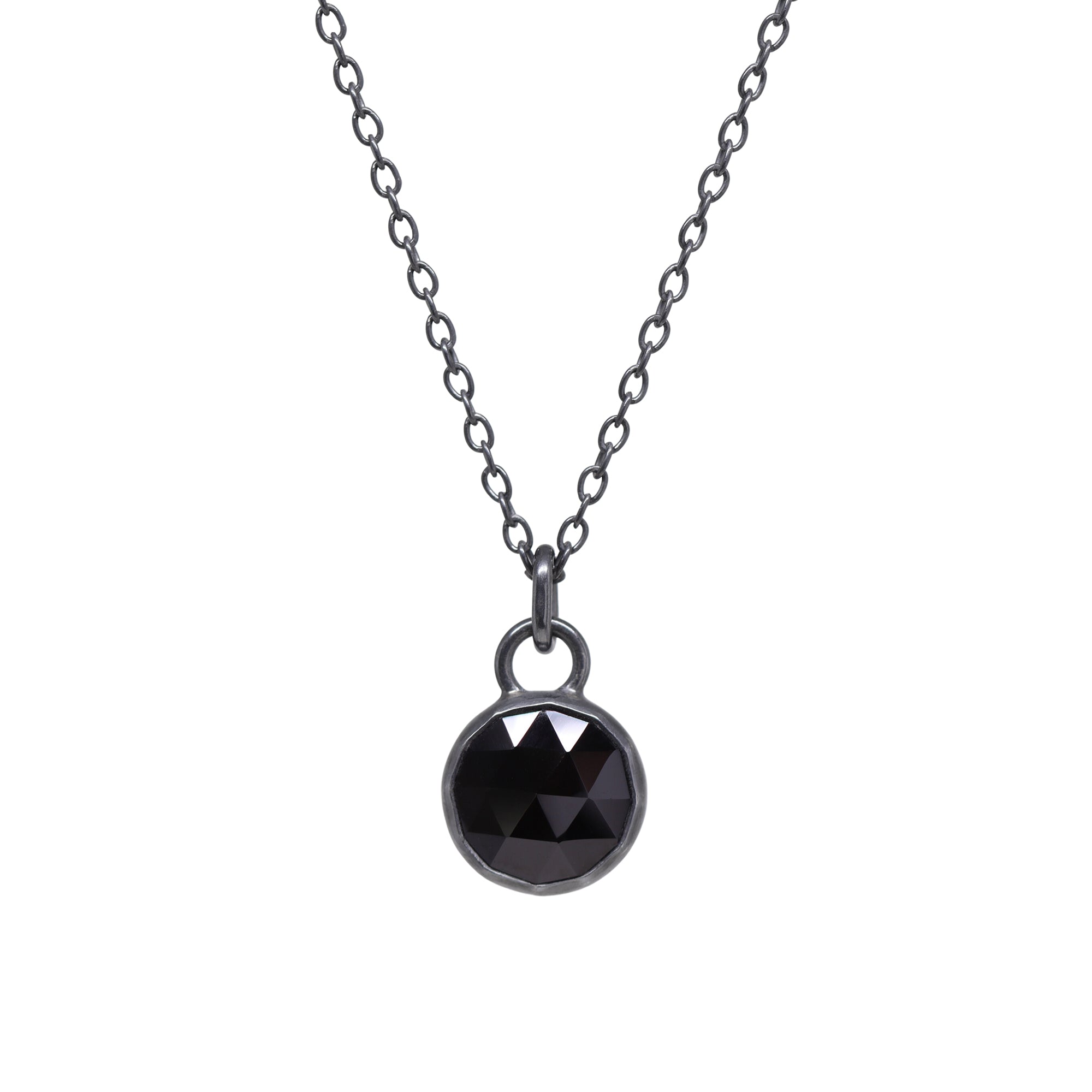 Balance Necklace - Rose Cut Black Spinel - Dark Sterling