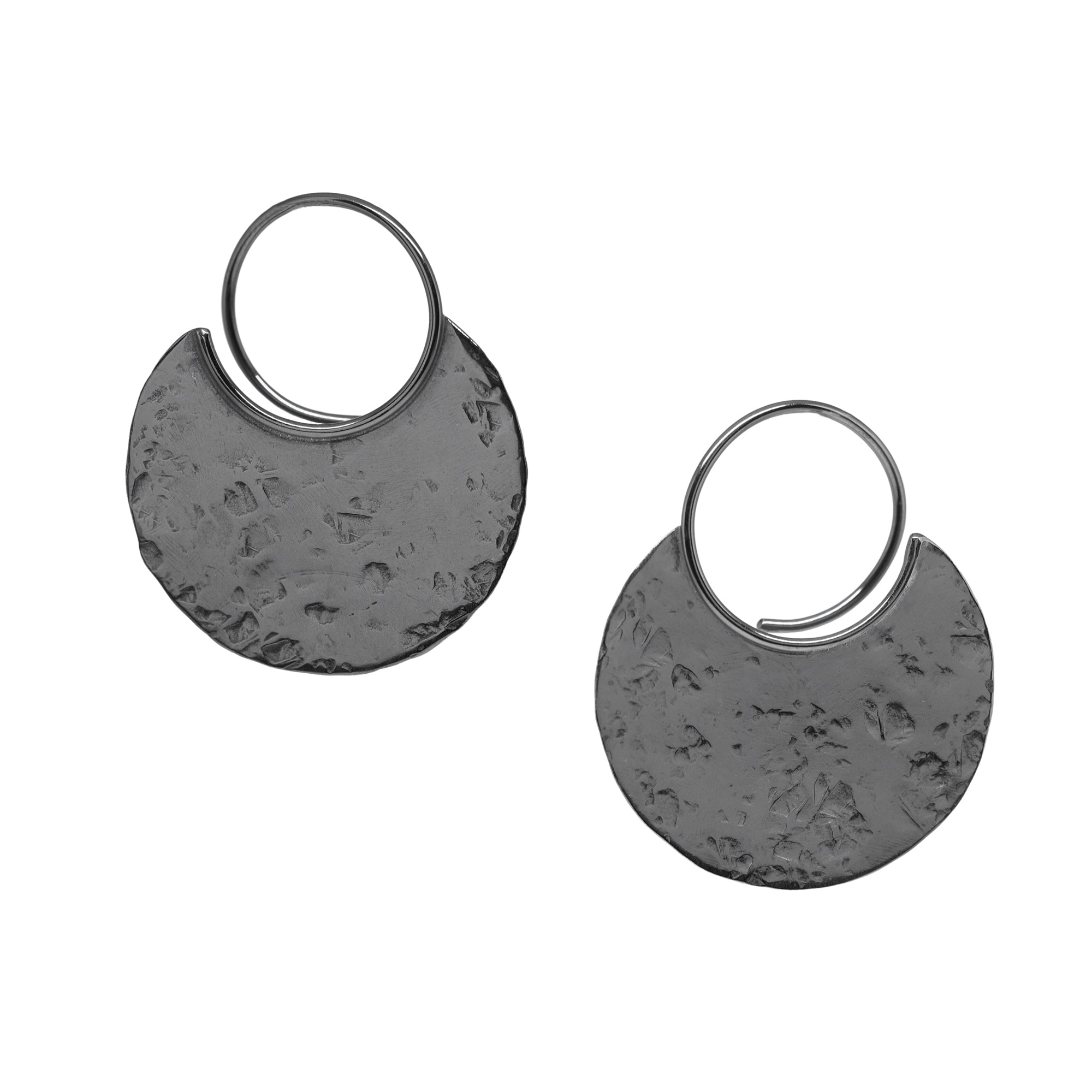 Canyon Disc Earrings - Dark Sterling