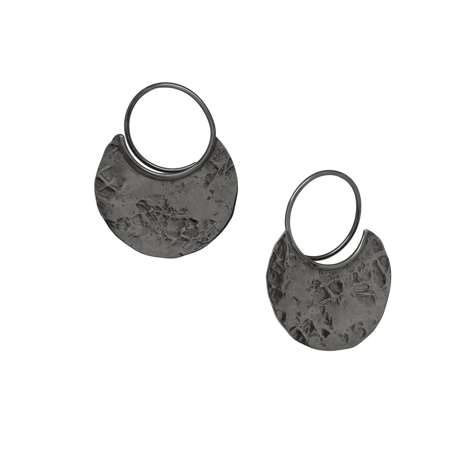 Canyon Disc Earrings - Dark Sterling