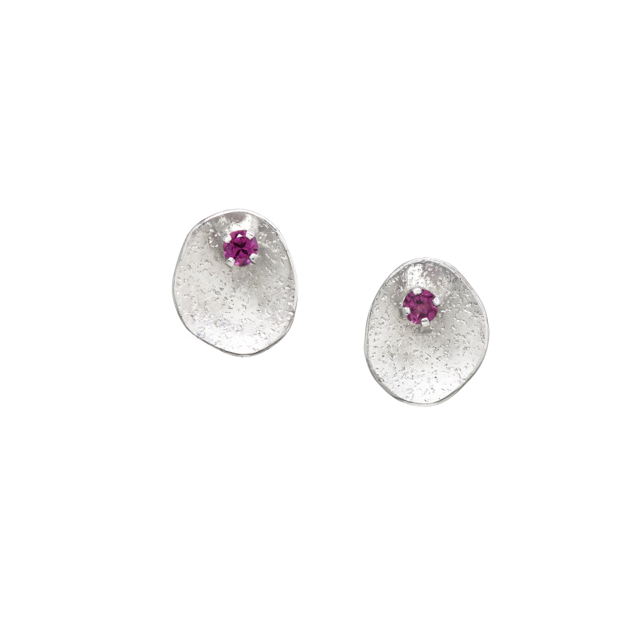Stardust Gem Studs - Rhodolite Garnet - Bright Sterling