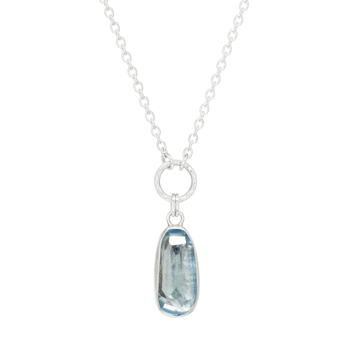 Balance Necklace - Rose Cut Sky Blue Topaz - Bright Sterling