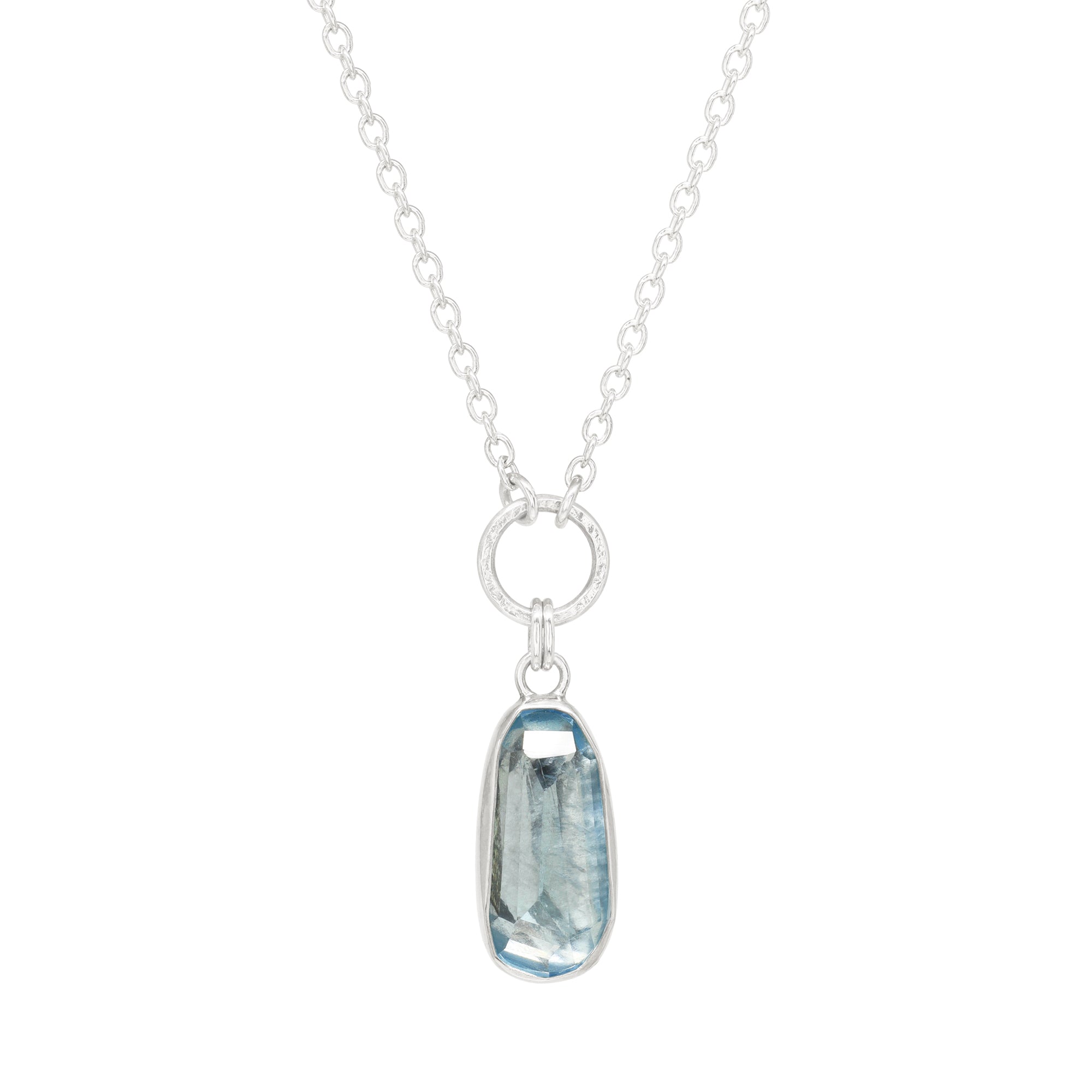 Balance Necklace - Rose Cut Sky Blue Topaz - Bright Sterling