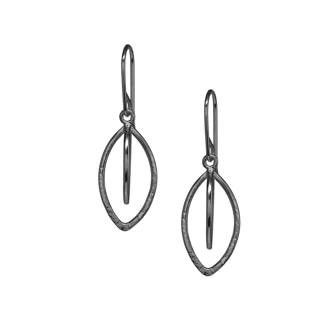 Leaf Pod Earrings - Small - Dark Sterling