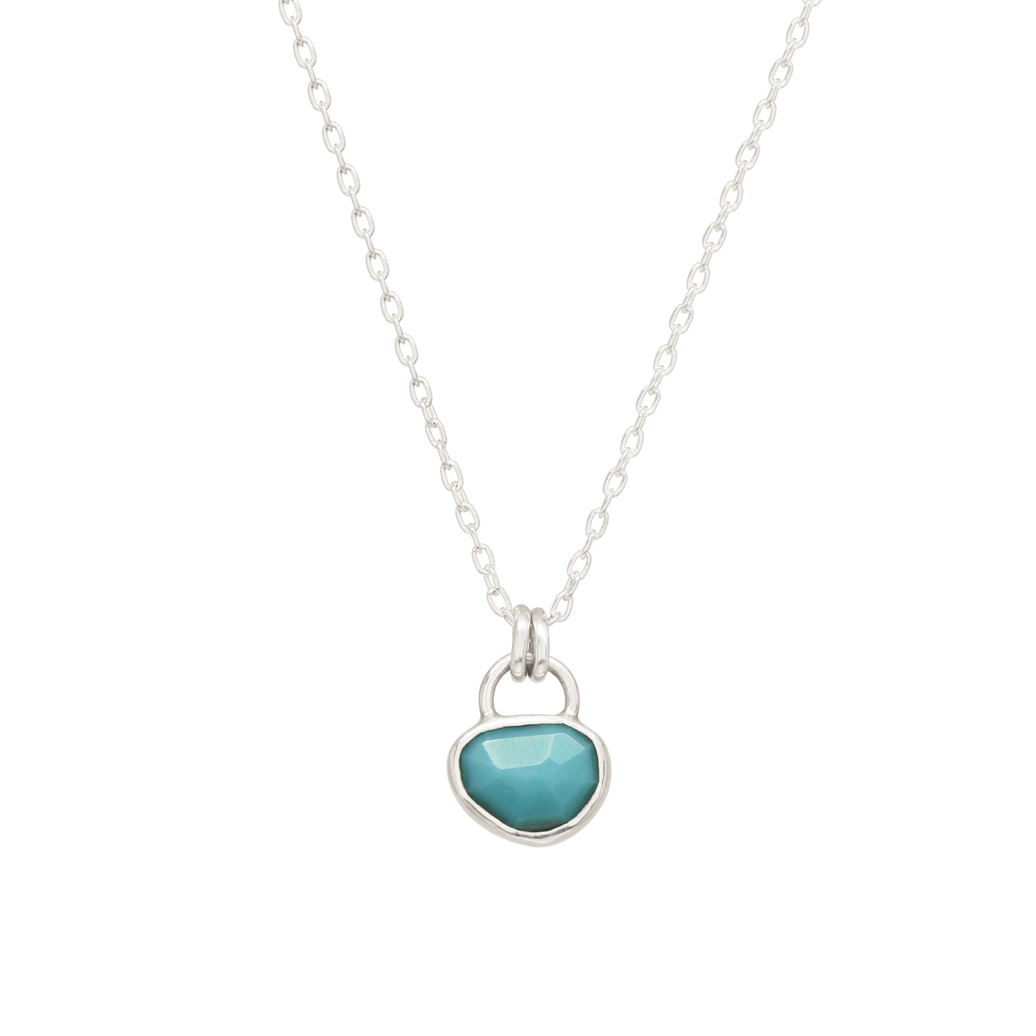 Balance Gem Necklace - Rose Cut Turquoise - Bright Sterling