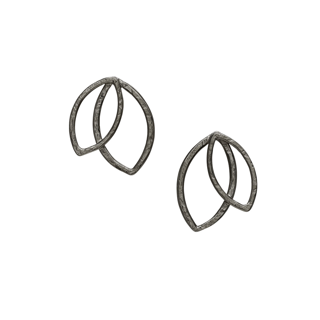 Double Leaf Studs - Dark Sterling
