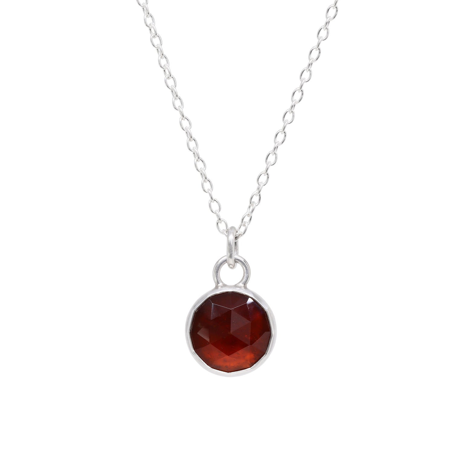 Balance Necklace - Rose Cut Garnet - Bright Sterling