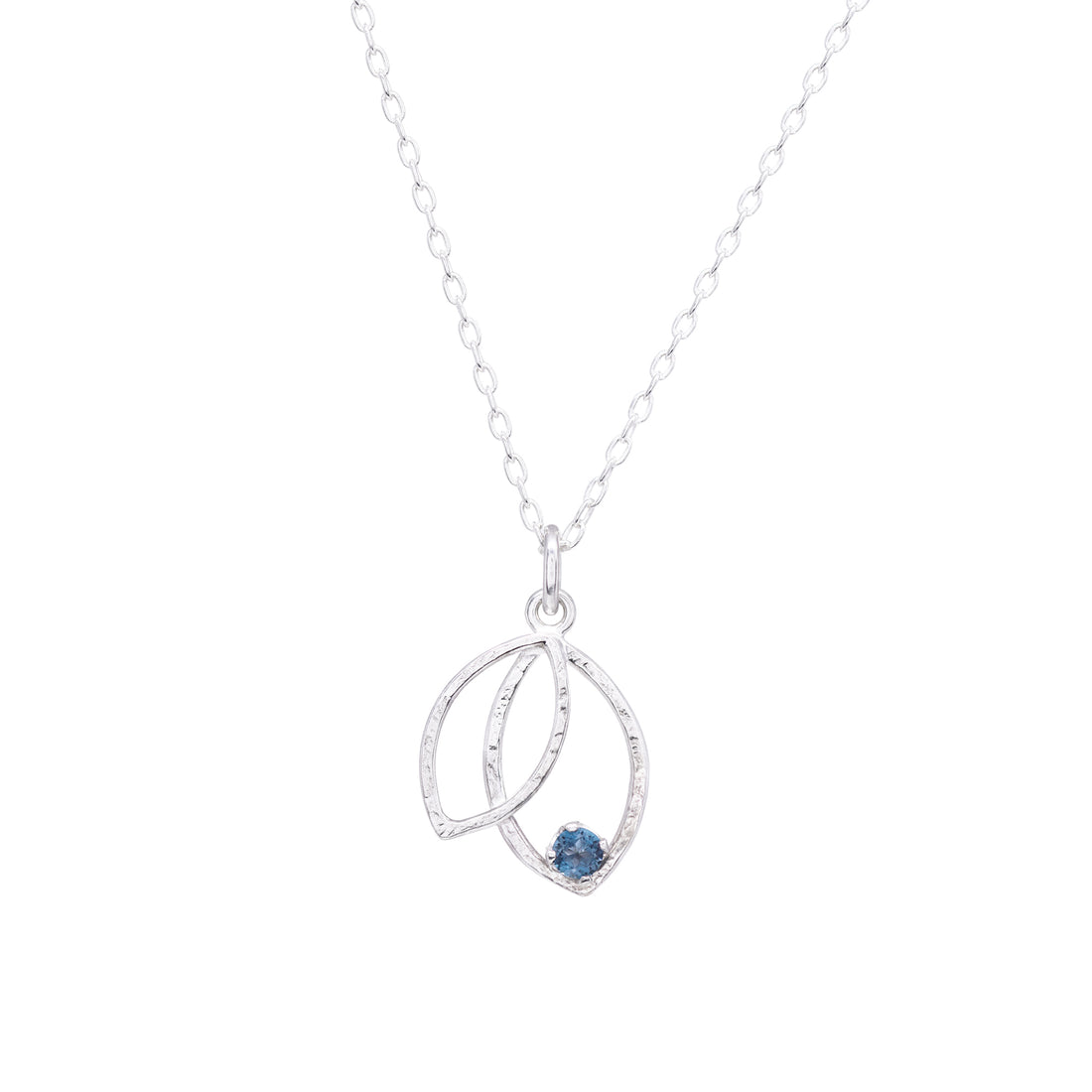 Double Leaf Gem Necklace - London Blue Topaz &amp; Bright Sterling