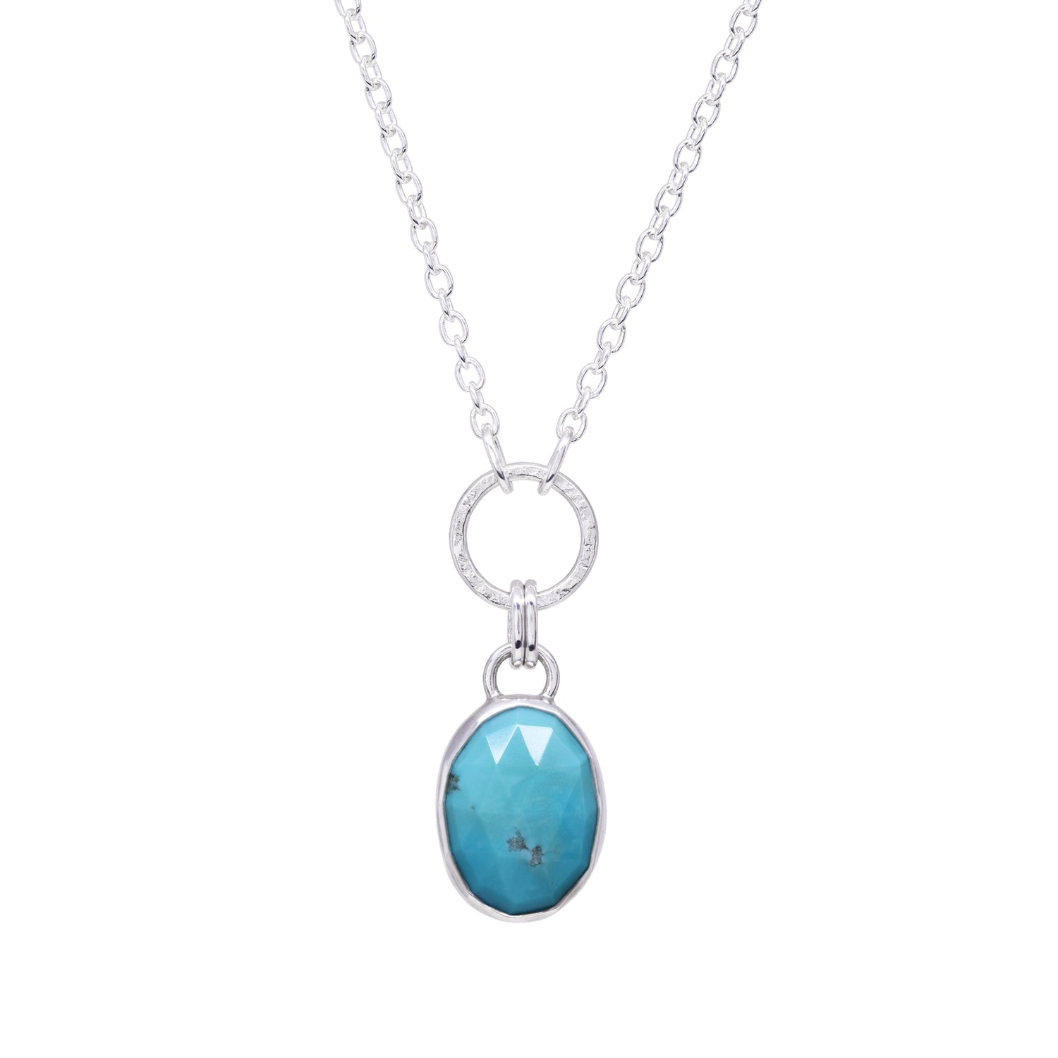 Balance Necklace - Rose Cut Turquoise - Bright Sterling