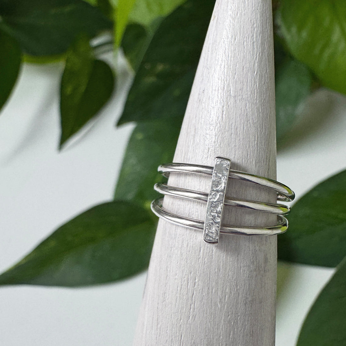 Terrain Bar Trio Ring - Bright Sterling