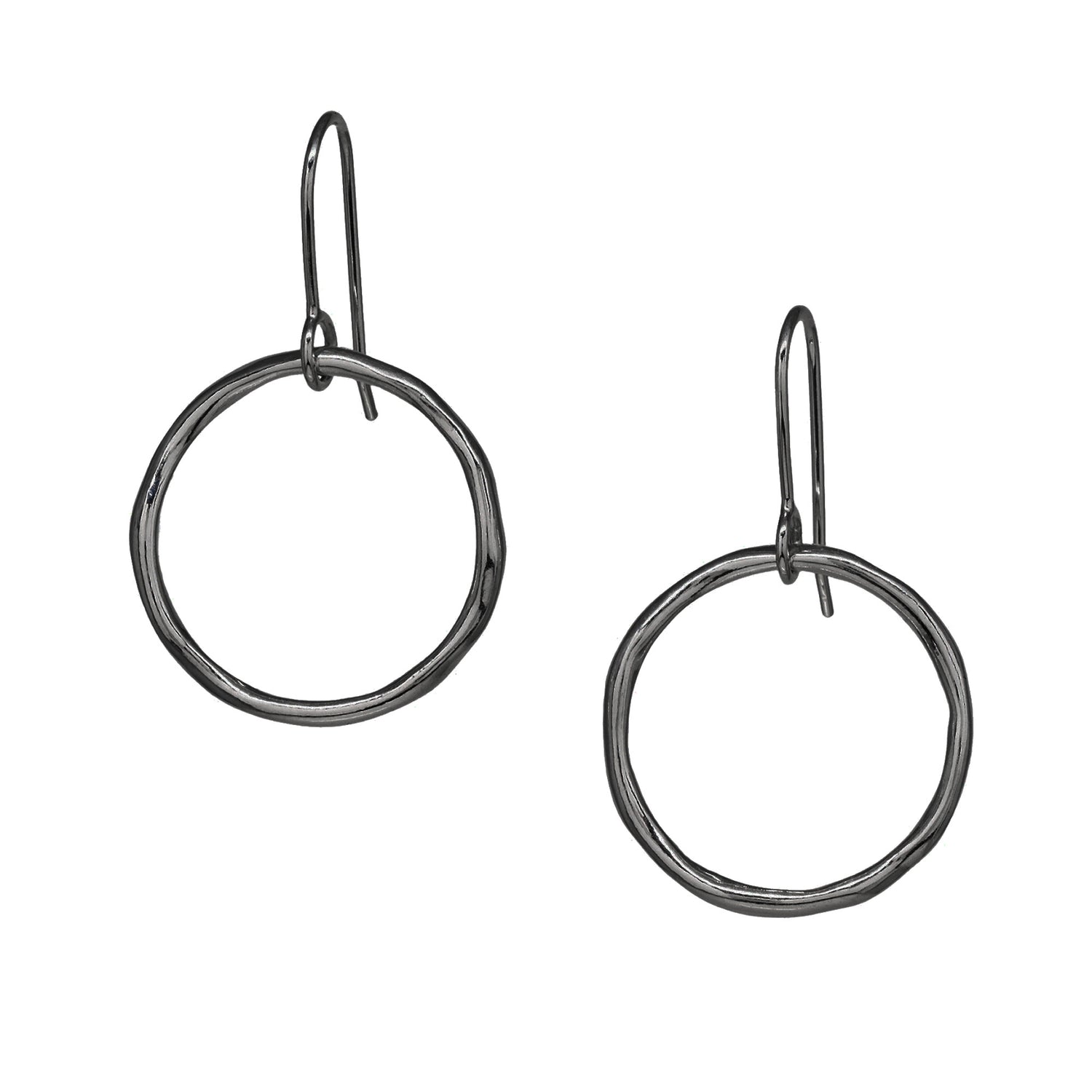Tidal Circle Earrings - Dark Sterling Silver