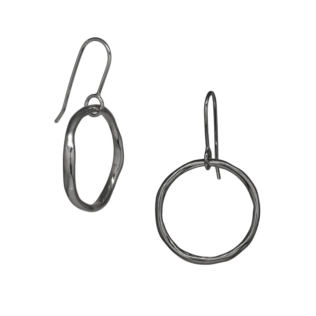 Tidal Circle Earrings - Dark Sterling Silver