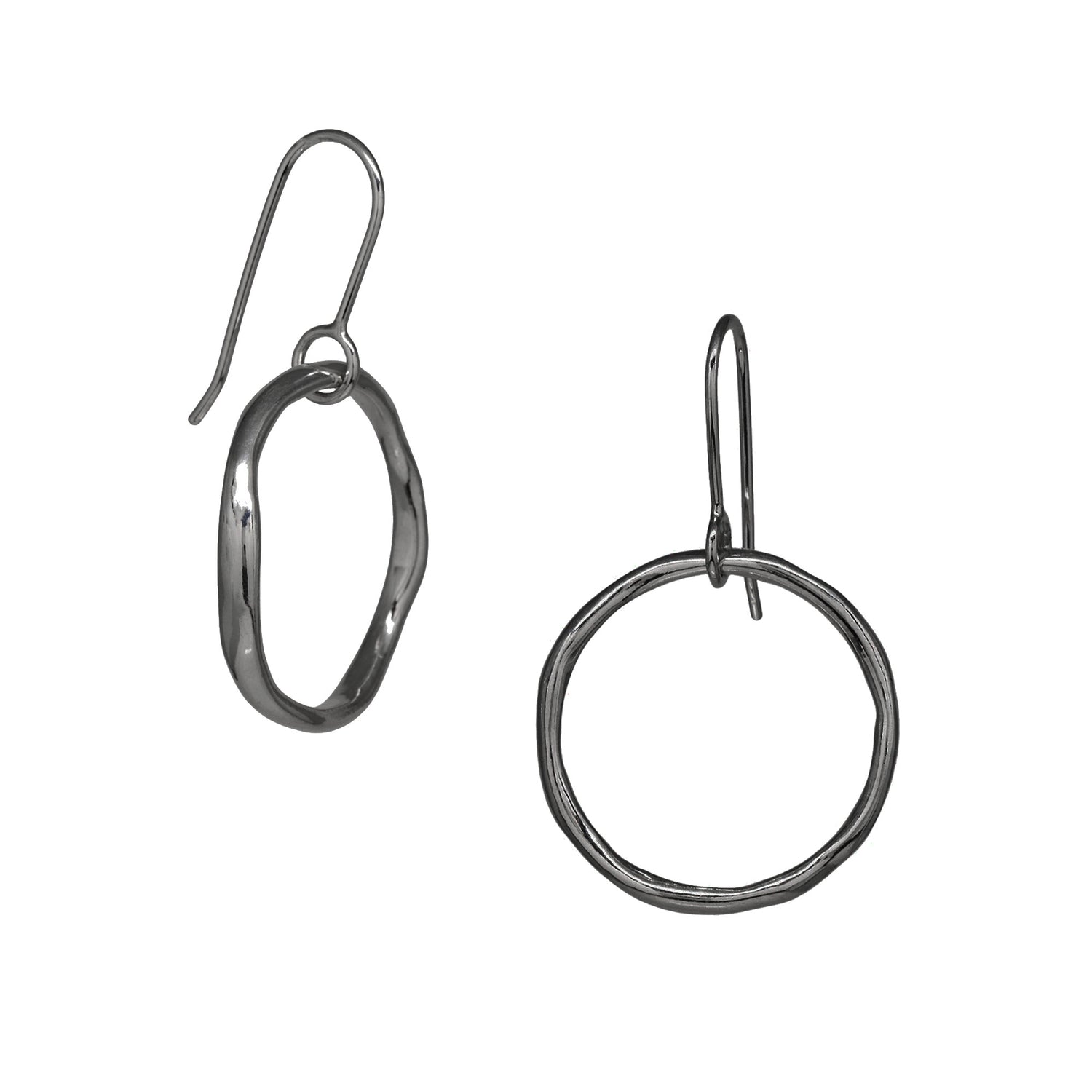Tidal Circle Earrings - Dark Sterling Silver