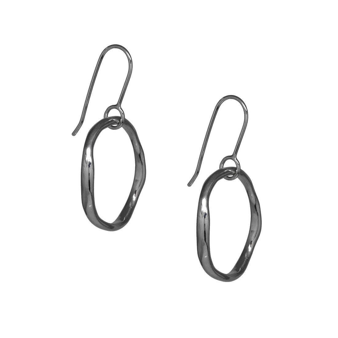 Tidal Circle Earrings - Dark Sterling Silver