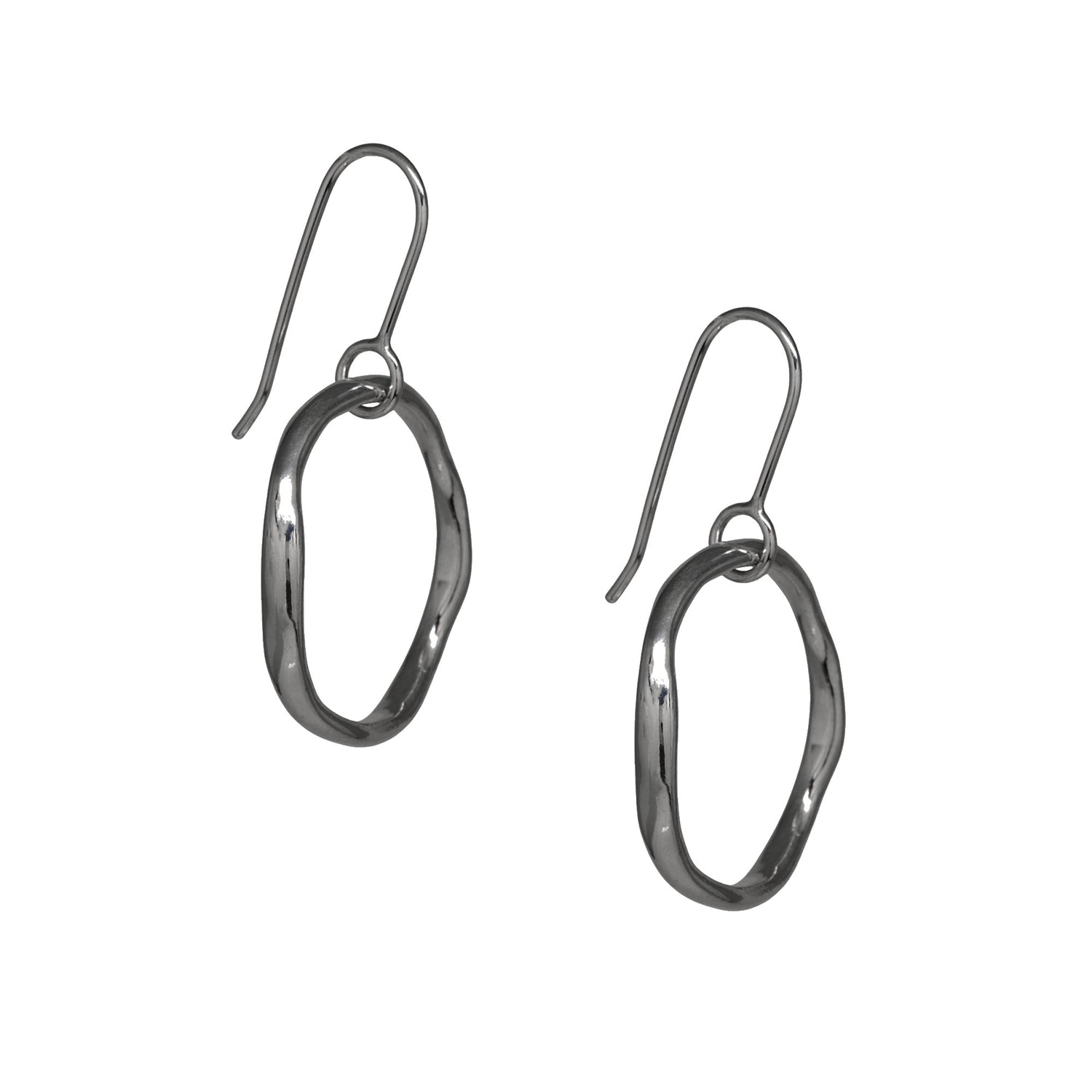 Tidal Circle Earrings - Dark Sterling Silver