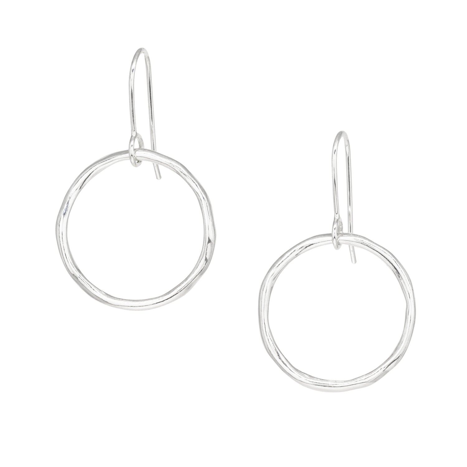 Tidal Circle Earrings - Bright Sterling Silver
