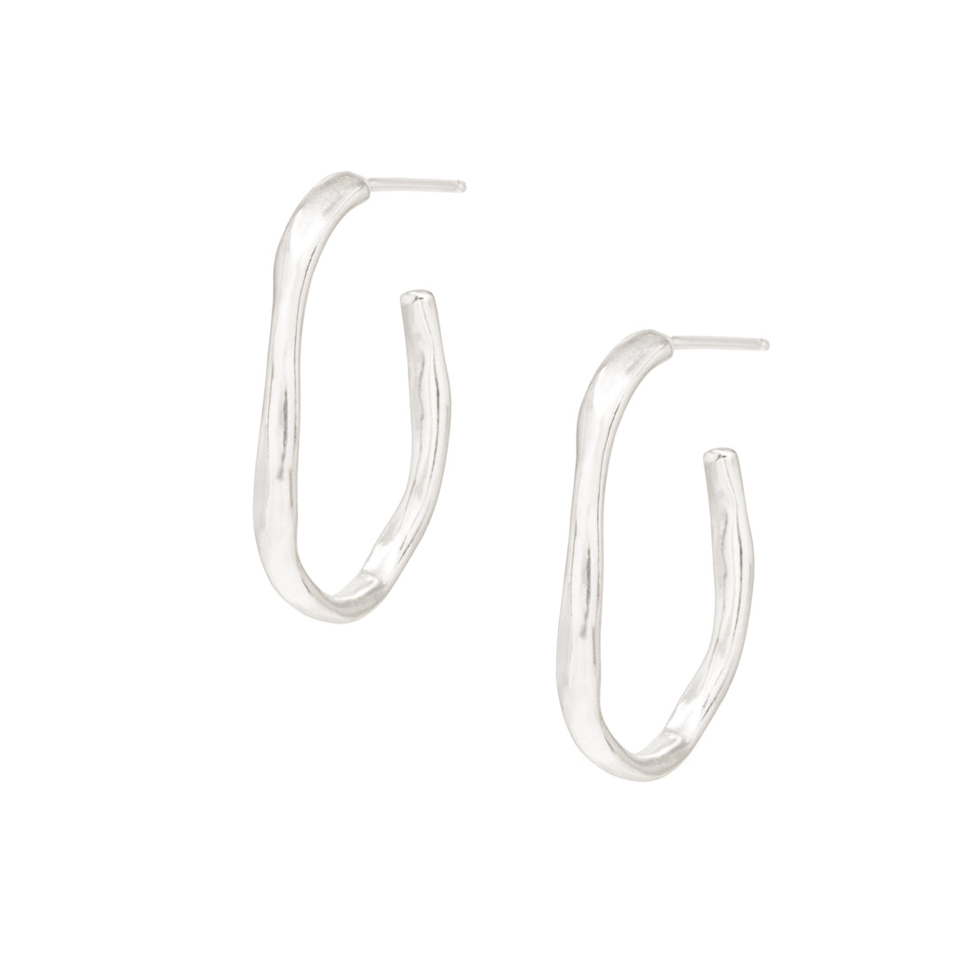 Tidal Oval Hoop Earrings - Bright Sterling Silver