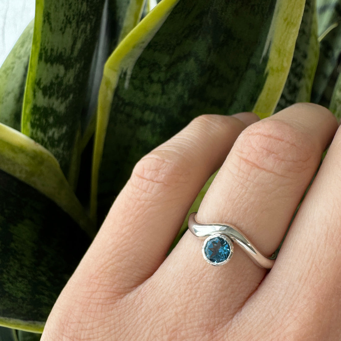 Tidal Gem Ring  - London Blue Topaz - Size 6