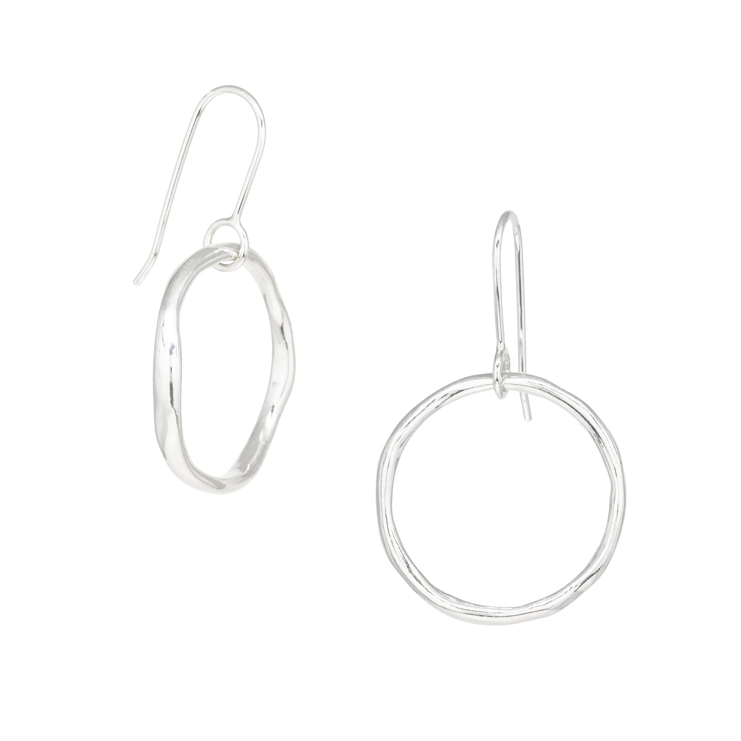 Tidal Circle Earrings - Bright Sterling Silver