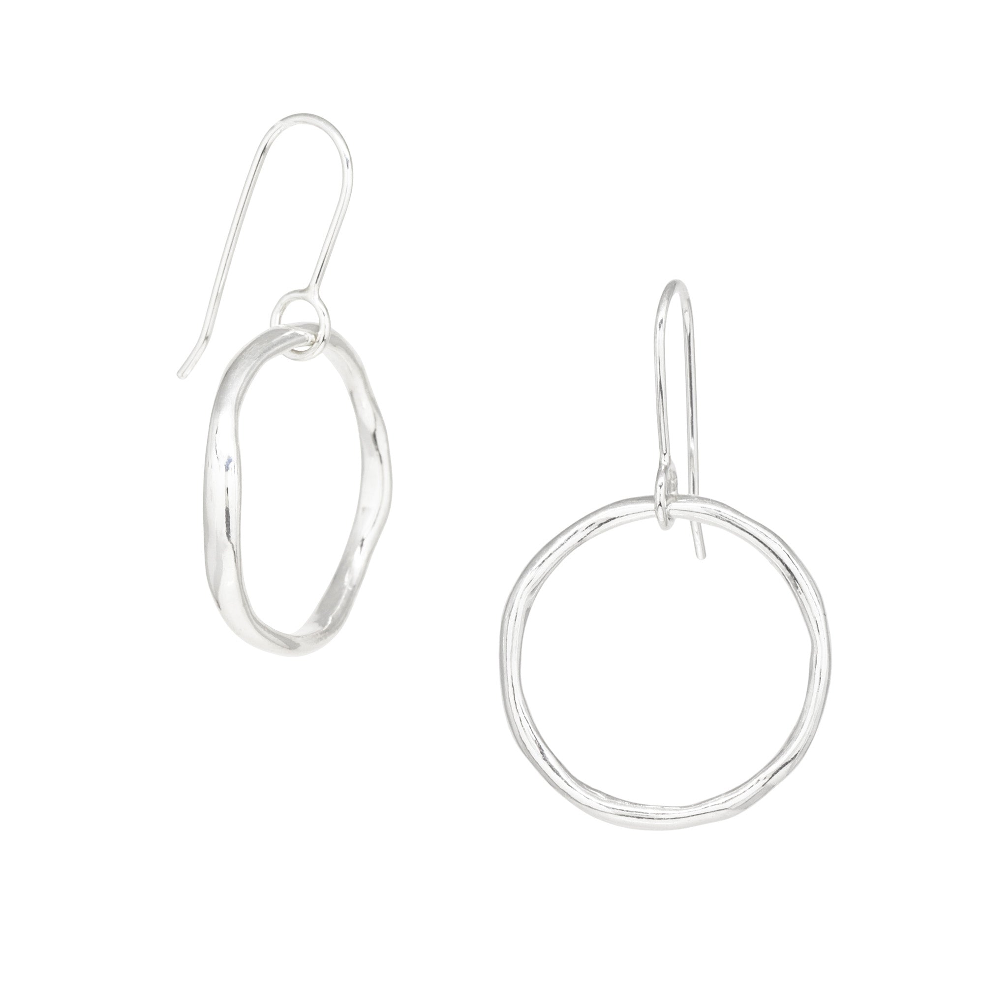 Tidal Circle Earrings - Bright Sterling Silver