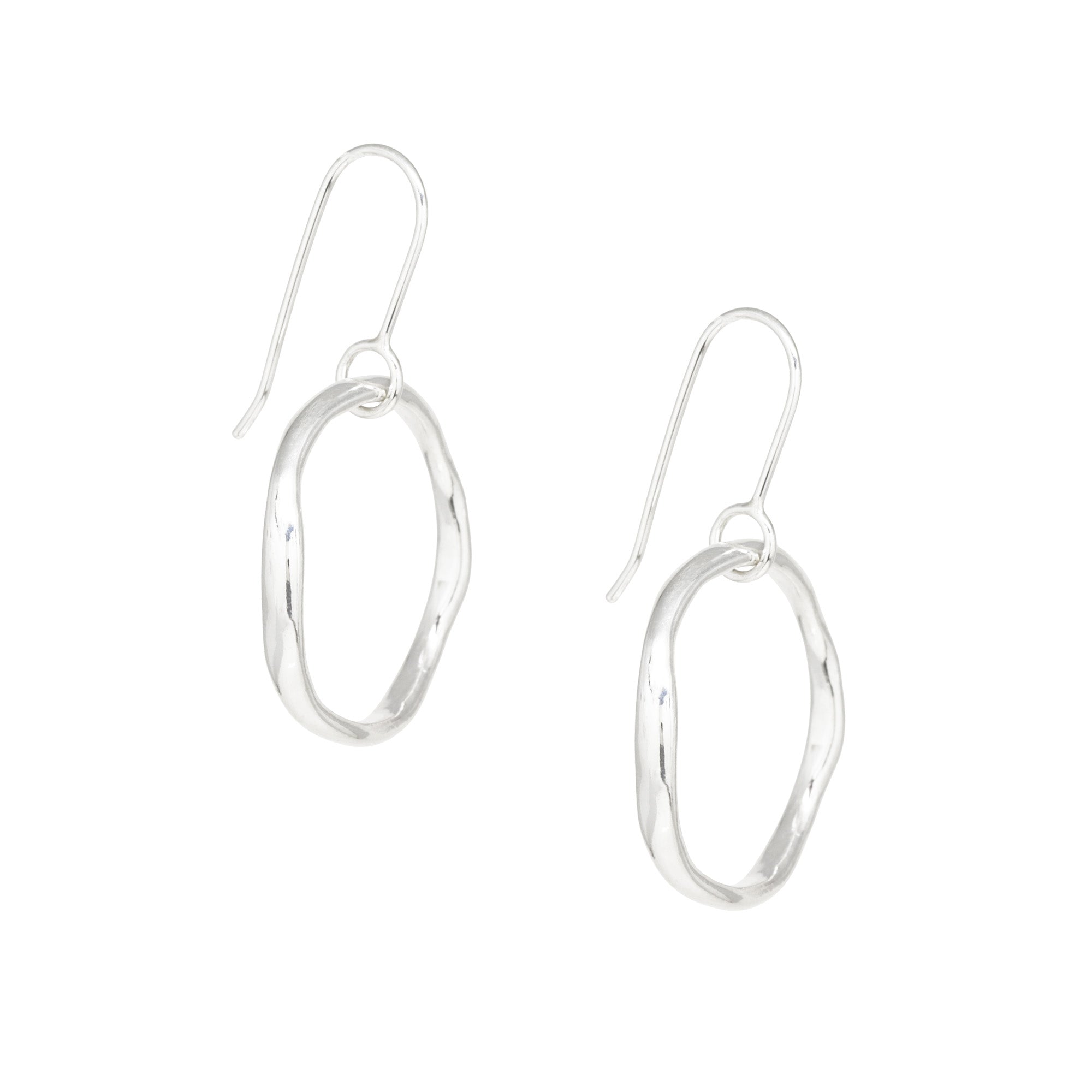 Tidal Circle Earrings - Bright Sterling Silver